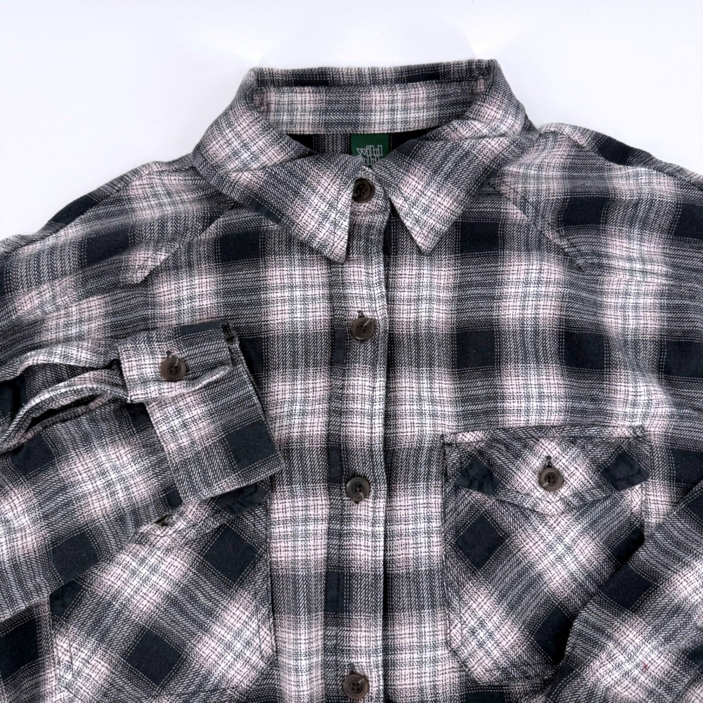 Wild Fable Black White Plaid Button Down Shirt Cotton Size M 6Z679E
